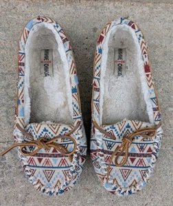Minnetonka Women's Fur Lined Moccasins Size 10M Padded Slippers 44101 - Picture 1 of 8