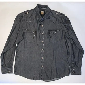 El General Western Wear Herren Hemd mit großer Strasstasche Charra dunkelgrau - Bild 1 von 8