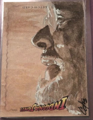 2008 Topps Indiana Jones Heritage Cat Staggs Sketch card of Henry Jones AMAZING  - Image 1 of 3