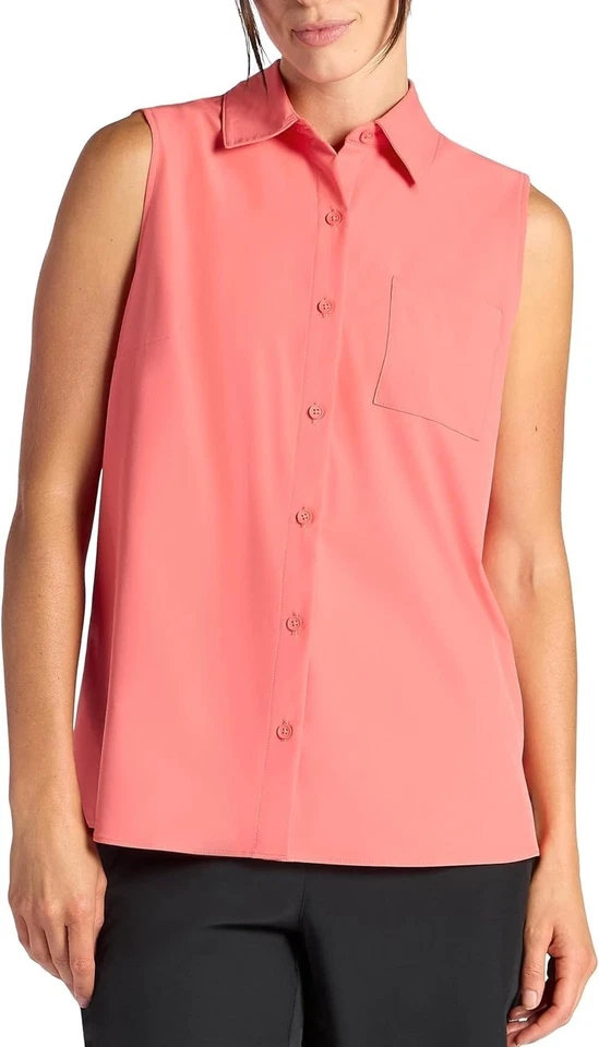 Camiseta sin mangas tejida Gaiam On The Move para mujer, ajuste estándar, elástica coral ligero Foto 1 de 4