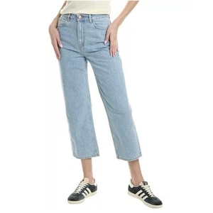 Neu mit Etikett Ganni Misy Cropped Relaxed Straight High Rise Jeans Größe 28 hellblau steinfarben - Bild 1 von 13