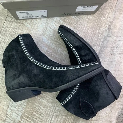 Botines Antelope Whipstitch de gamuza negra con cremallera Foto 1 de 4