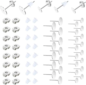 450PCS Stainless Steel Earring Posts with Flat Pad & Backs Hypoallergenic Stud D - Picture 1 of 7