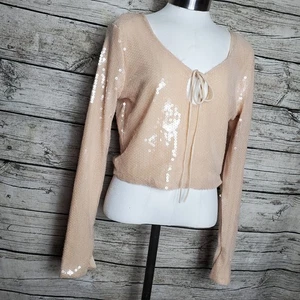 Moda Nova Champagne Tonight's Vibe Lentejuelas Top Talla 1X Nuevo con Etiquetas - Imagen 1 de 9