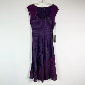 Komarov NWOT Purple Charmeuse Chiffon Tiered Hem Cocktail Dress Size S - Picture 1 of 5