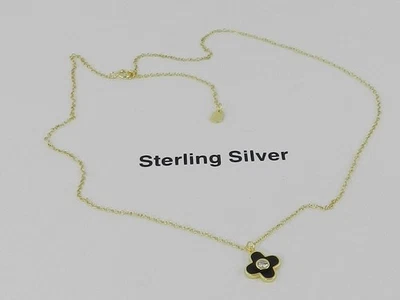 Colgante Giani Bernini Circonita Cúbica Transparente y Trébol Esmaltado Negro Foto 1 de 3