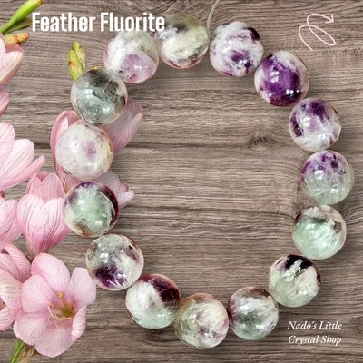 Feather Fluorite Natural Crystal Bracelet 13.5mm - Image 1 of 4