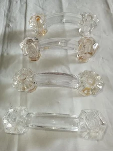 4" Vintage Glass Drawer Pulls Lot Of 4 - Picture 1 of 2