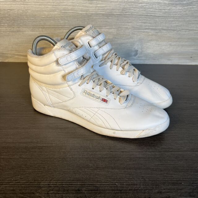 Womens 90's Reebok Classic Sz 9.5 White Leather Freestyle Hi Top Sneaker  2-1619 | eBay