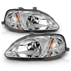 Faros cromados ámbar hatchback cupé sedán EK estilo OE para Honda Civic 99-00 - Imagen 1 de 2