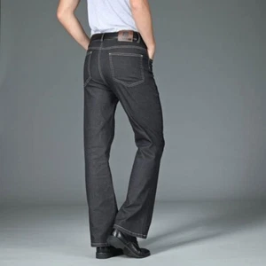 Men Bell Bottom Jeans Vintage 60s 70s Flared Denim Pants Slim Fit Trousers - Picture 1 of 10