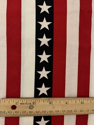 JoAnn Fabric Patriotic Print 44" x BTY" cotton red white blue stars stripes - Image 1 of 2