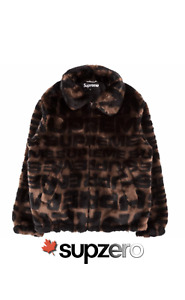 Veste de bombardier à répétition marron Supreme Faux Fur taille Grande neuve logo SS18 Fendi