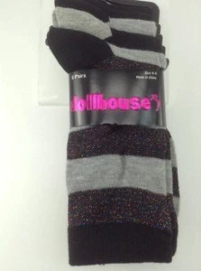 Women's DOLLHOUSE Brand Black Gray GLITTER Crew Socks-5 Pack - $32 MSRP -45% off - Picture 1 of 4
