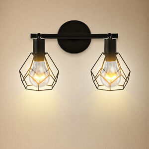 Industrial Pair Wall Lights Shades Indoor Sconce Metal Lamp Fitting E14/E27