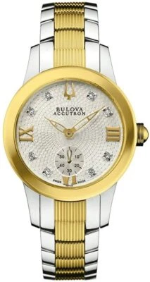 NEW BULOVA ACCUTRON 65P100 SWISS QUARTZ LADIES DIAMOND WATCH TU-TONE BRUSSELS - Image 1 of 4