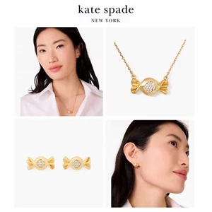 NWT Kate Spade TREAT YOURSELF CANDY 12-K Matte Gold Plated Earrings & Necklace - Picture 1 of 12