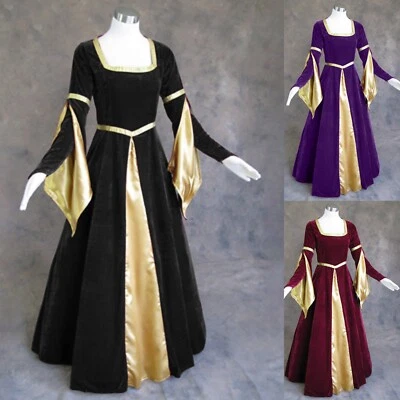 Vestido Renacentista Terciopelo, Vestido Medieval, Renfaire Cosplay Disfraz LARP Foto 1 de 4