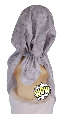 Pre-Tied Bandana Head Scarf Hair wrap Head Cover Tichel Chemo.Gray and White - Image 1 of 4