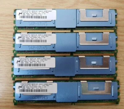 Job lot of 4x Used Micron 8GB 4Rx4 PC2-5300F-555-11-ZZ mt72hts1g72fy-667e1d6 - Image 1 of 2