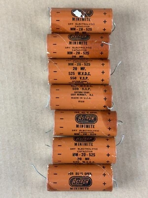 7 condensadores de papel axiales Astron 20 uf 525v 1961 vintage probados para guardabarros Foto 1 de 4