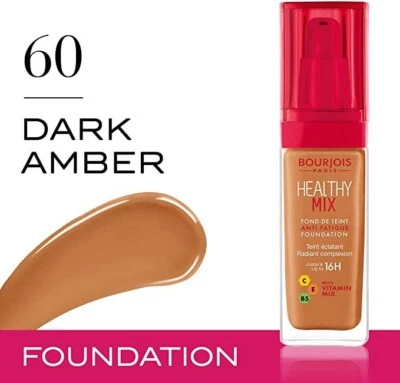 Bourjois Healthy Mix Anti-Fatigue  Liquid Foundation 60 Dark Amber - Image 1 of 3