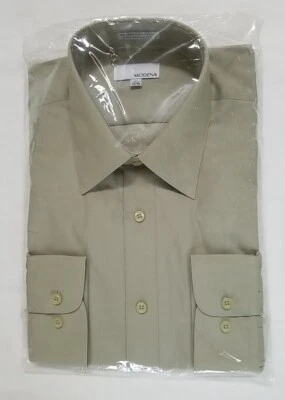 Camisa de vestir de manga larga Modena para hombre 16,5 L 32/33 Sage nueva con etiquetas Foto 1 de 4