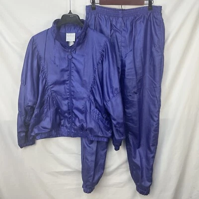 VINTAGE 80S ADIDAS TREFOIL PURPLE TRACKSUIT SIZE M WOMENS - Image 1 of 4