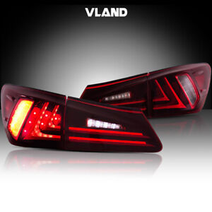 VLAND LED Tail Lights Fit For Lexus IS250 IS350 ISF 2006-2013 Red Lens LH+RH