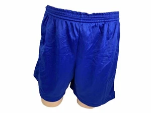 Vintage Medium Nylon Shorts Blue Running Gym NWOT Hi-Style Mesh Elastic Waist - Picture 1 of 11