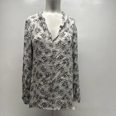 Kobi Halperin Blouse Top Shirt Long Sleeve Floral Chiffon Pure Silk White Small - Image 1 of 4