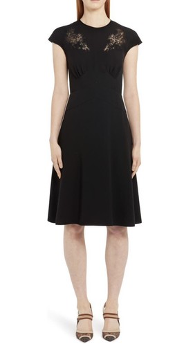 Abito A Line con inserto in pizzo FENDI abito nero LBD 46 10 NUOVO CON ETICHETTE