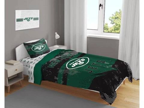 New York Jets NFL Slanted Stripe 4-Piece Twin Bed Set - F49451945 Cover