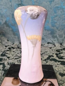 Jarrón antiguo de cerámica Weller Etna Art Pottery naranja azul gris narcisos 1906 - Imagen 1 de 13