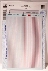 Microscale Decal #91115 HO Scale Stripes 1 & 2" Wide -- Red - Picture 1 of 1