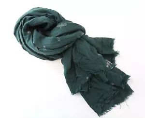 MAISON SCOTCH Women Scarf One Size Mid Green Knit Aztec-Style Bird Printed*..**- - Picture 1 of 6