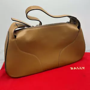 Borsa a tracolla Bally donna marrone vera pelle hobo borsetta minimalista - Foto 1 di 17