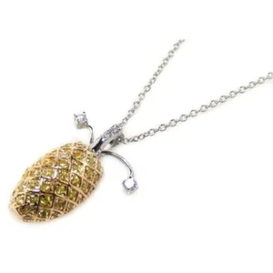 Collar Piña Plata Esterlina 925 Oro Fruta Transparente Circonial Colgante Hawaiana Gema - Imagen 1 de 1