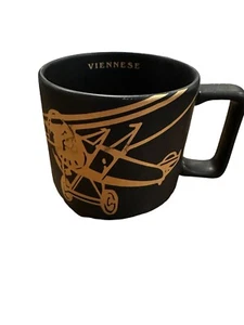 Starbucks Sammler Schwarz und Gold Keramik Kaffeebecher, "Viennese" Doppeldecker. Neu - Bild 1 von 5