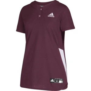 Adidas Women's Size M Two Button DQ Elite Fastpitch Softball Jersey Maroon White - Picture 1 of 7