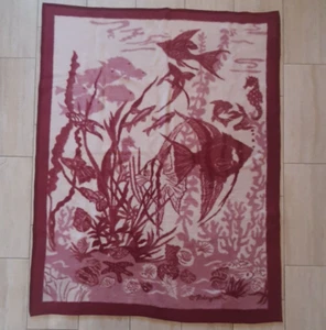 Vintage Yamaken Underwater Fish Acrylic Blanket Made in Japan - Picture 1 of 13