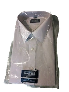 NOS Vintage VAN HEUSEN 16.5 Super Silk Button Up Lt Gray Short Sleeve Shirt M/L  - Picture 1 of 5