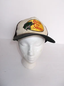 Bass Pro Shops Embroidered Black White Mesh Trucker Snapback Hat Cap - Picture 1 of 4