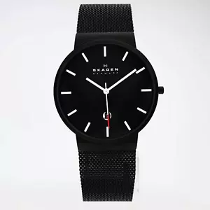 Skagen Klassik 40mm Black PVD Steel Black Dial Mesh Mens Quartz Watch SKW6053 - Picture 1 of 3