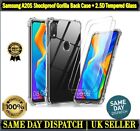 Samsung A20S Shockproof Gorilla Protective Clear Back Case Cover+ Tempered Glass