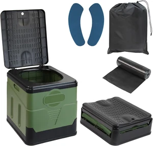 Toilette Portatile Campeggio Pieghevole Max 150 Kg WC Mobile Gabinetto 12 Sacche - Foto 1 di 12