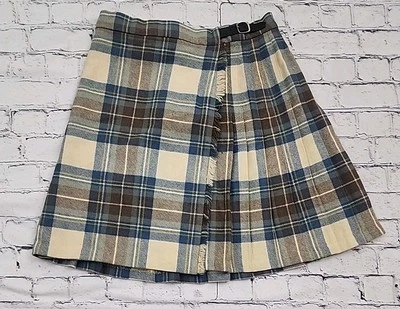 Falda escocesa vintage de lana pura Clan Laird de los años 70 hecha en Escocia 25" cintura Foto 1 de 4