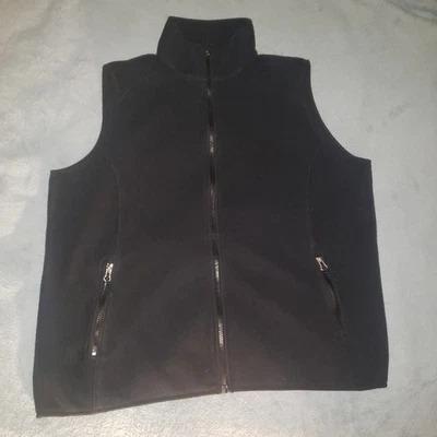 LL Bean Vest Womens 2X Black Polartec Fleece Full Zip Pockets Stand Collar - Image 1 of 4