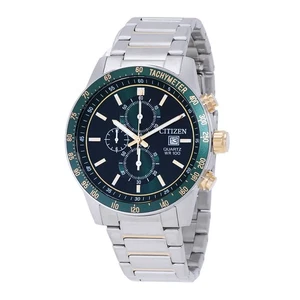 Citizen Chronograph Quartz Green Dial Men's Watch AN3689-55X - Picture 1 of 3