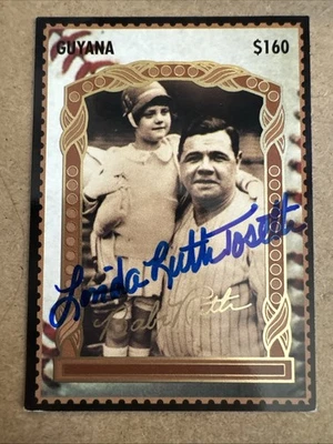1994 Guyana Babe Ruth Autographed Linda Ruth Tosetti Babe Ruth's Granddaughter - Image 1 of 2